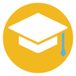 Yellow graduation cap icon